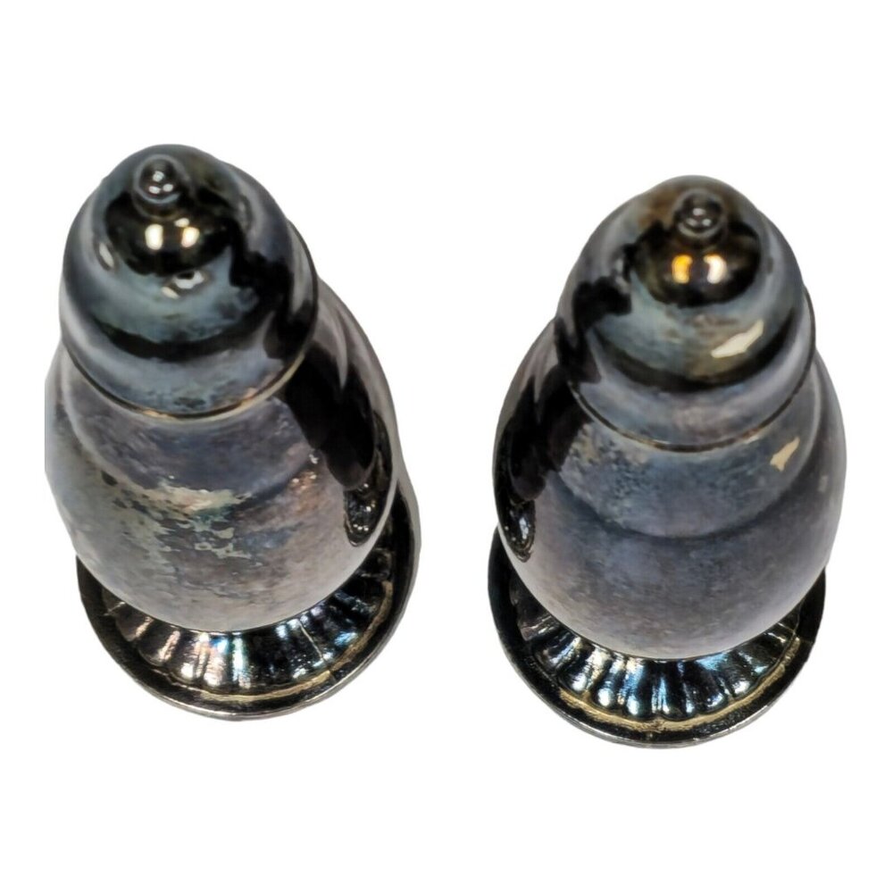 Vintage Oneida Salt & Pepper Shakers Ornate Retro Silver Plated Kitchen decor - Picture 5 of 16